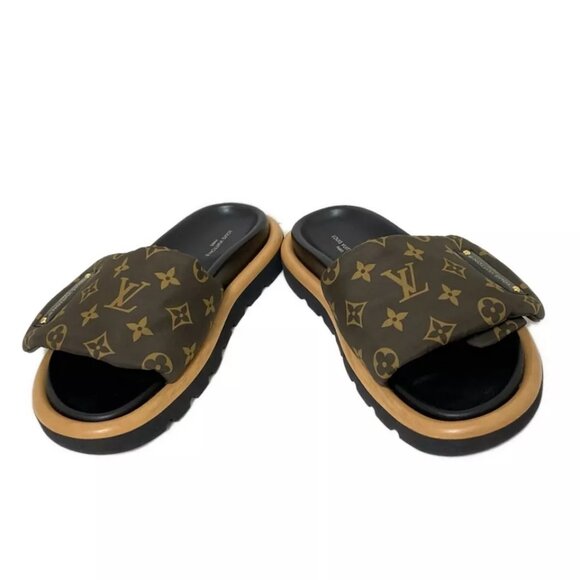 LOUIS VUITTON Pool Pillow Line Mules - Dark Brown Light Brown Black 399-011425 - Picture 2 of 8